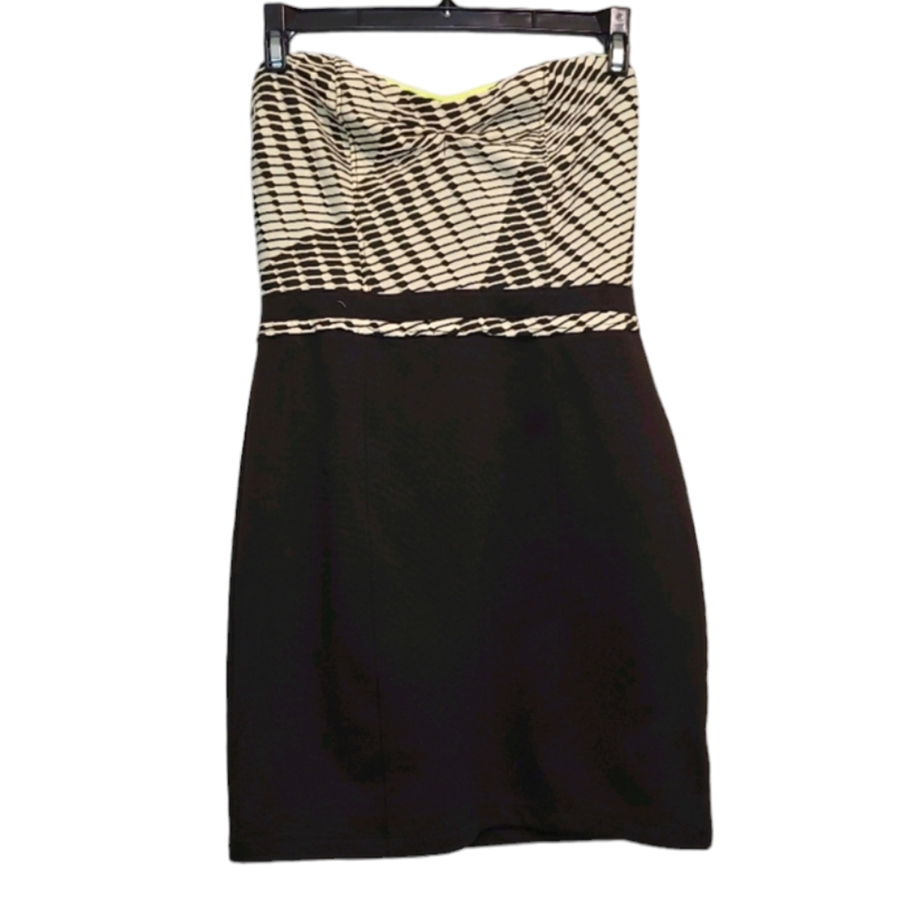 Silence and Noise Women's Strapless Black Cream Cocktail Party Dress Size Medium